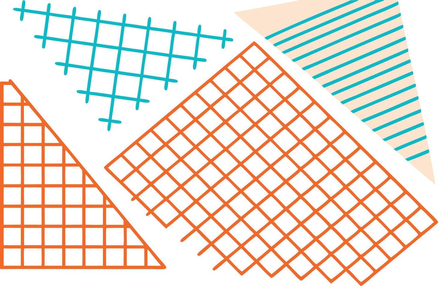 Abstract Geometric Shapes Orange, Teal, Grids, Lines, Triangles vector