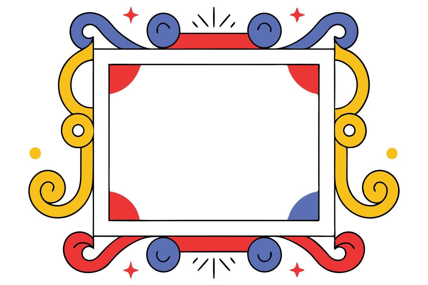 Ornate Decorative Frame Colorful, Swirly, Festive Border Design vector