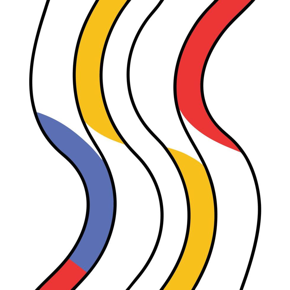 Abstract Wavy Lines Red, Yellow, Blue, Modern Art Design vector