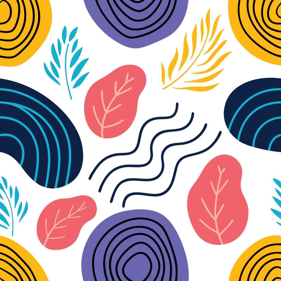 Abstract Colorful Pattern Organic Shapes, Leaves, and Waves vector