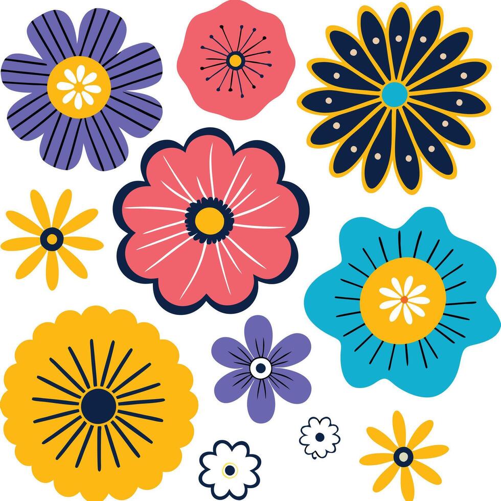 Colorful Floral Design Bright Summer Flowers Illustration vector