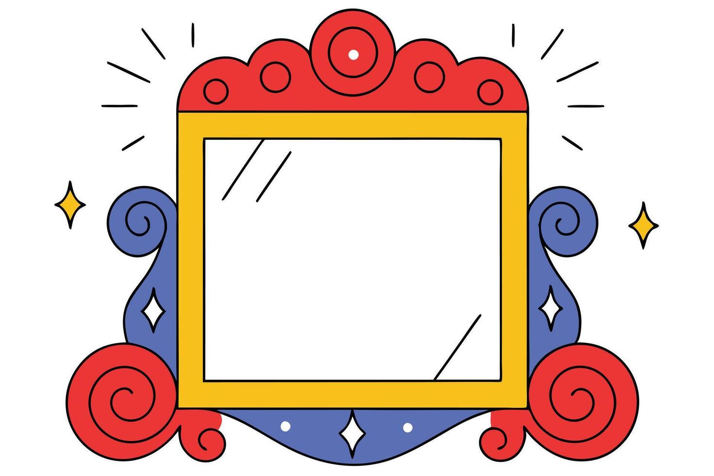 Ornate Colorful Mirror Frame Magical, Festive, Decorative, Boho vector