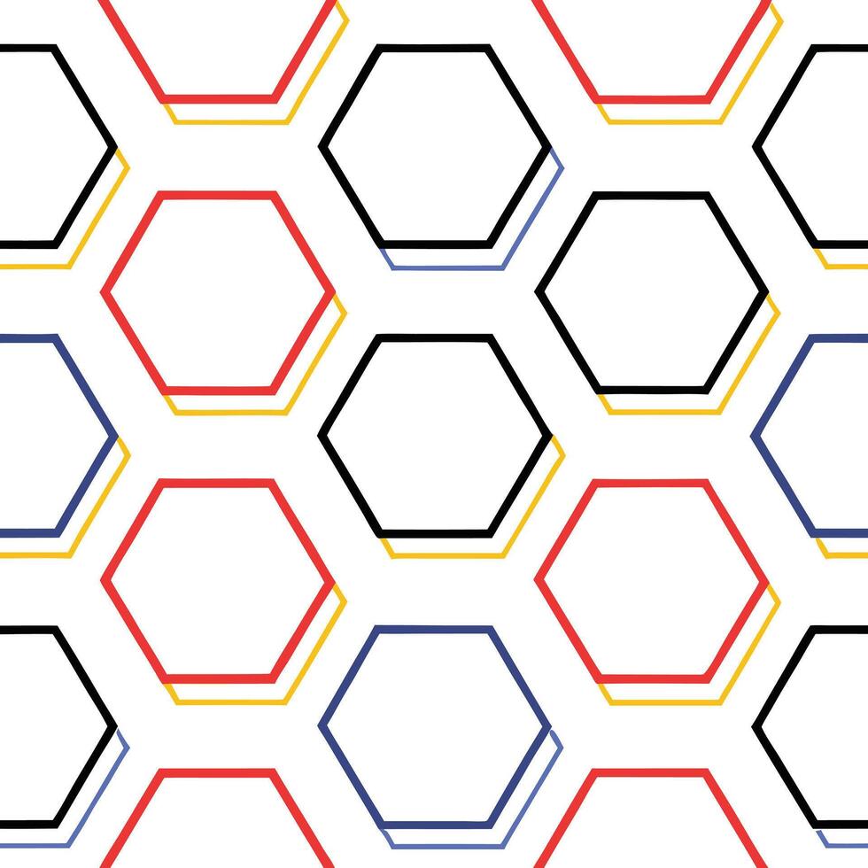 Abstract Hexagon Pattern Geometric Design, Colorful Lines, Seamless Repeat vector