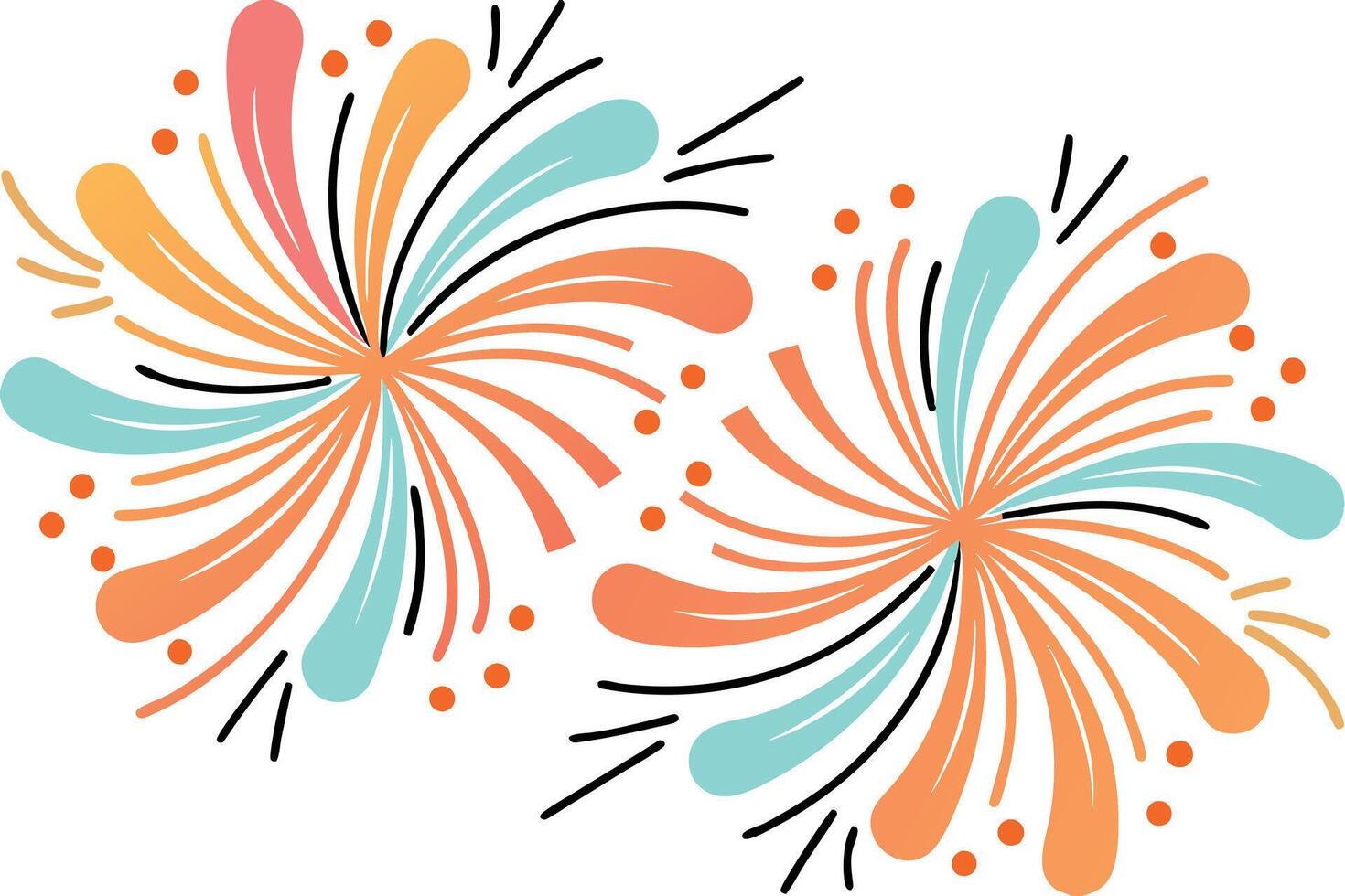 Abstract Festive Fireworks Two Colorful Explosions of Joy vector