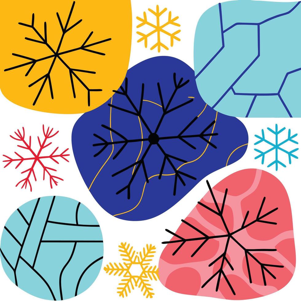 Abstract Winter Snowflakes Colorful Pattern Design Background vector