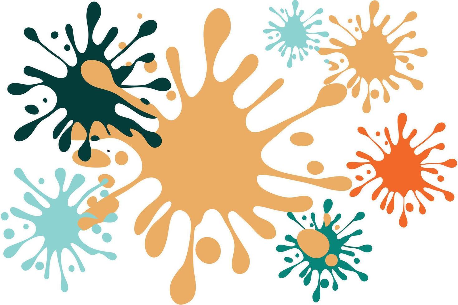 Abstract Colorful Paint Splatter Design Teal, Orange, Beige vector