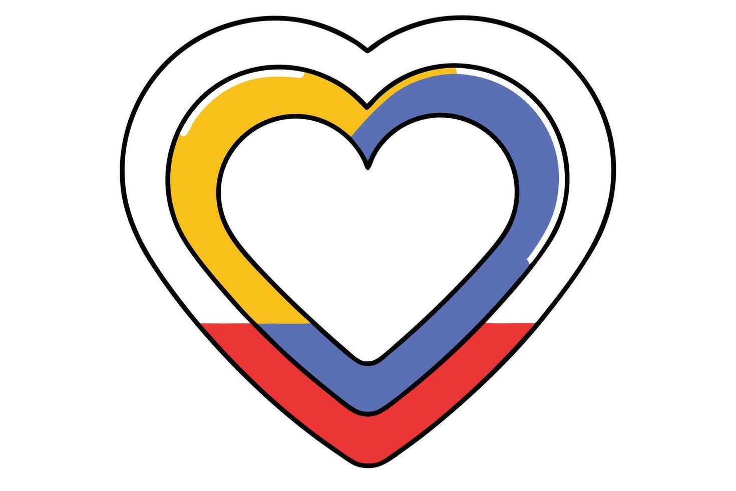 Concentric Heart Design Yellow, Blue, Red, Love Symbol vector