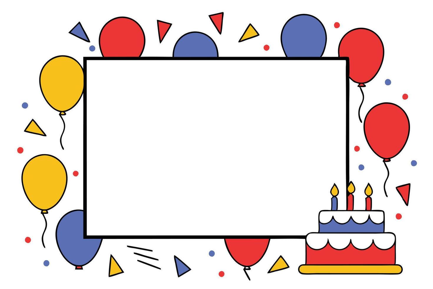 Colorful Birthday Party Balloons Cake Frame Festive Design vector