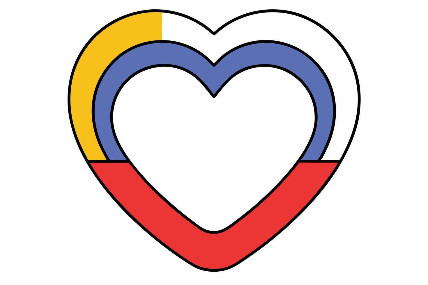 HeartShaped Flag Design Yellow, Blue, White, Red vector