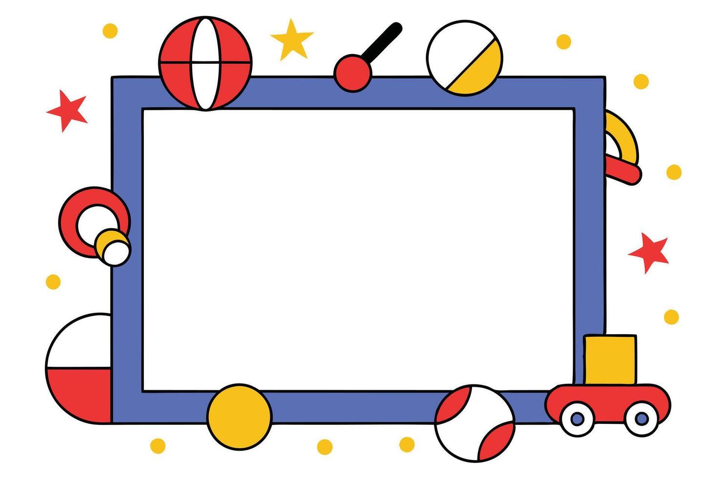 Colorful Geometric Border Frame with Playful Balls and Stars vector