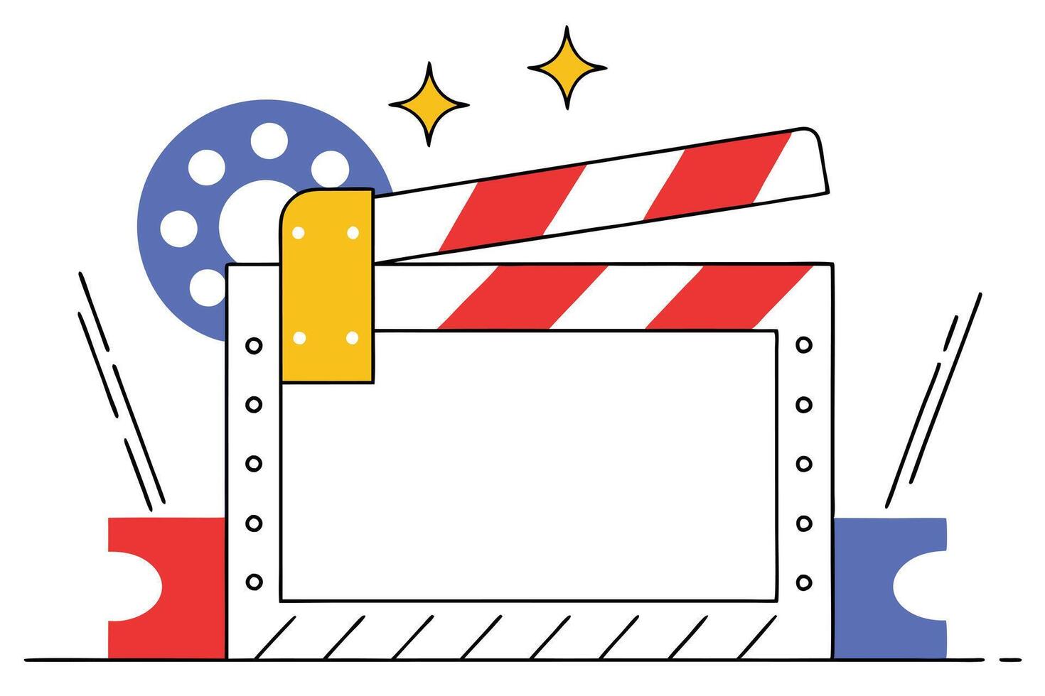 Abstract Movie Clapperboard Barrier Gate with Red Stripes vector