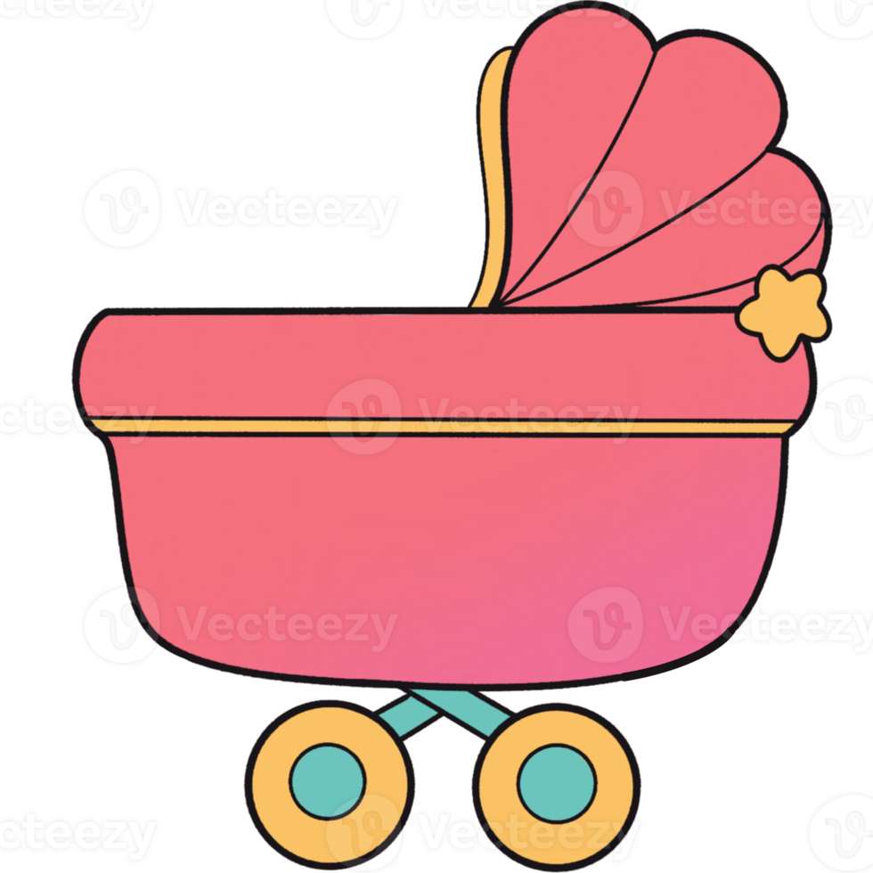 The illustration of a baby stroller png