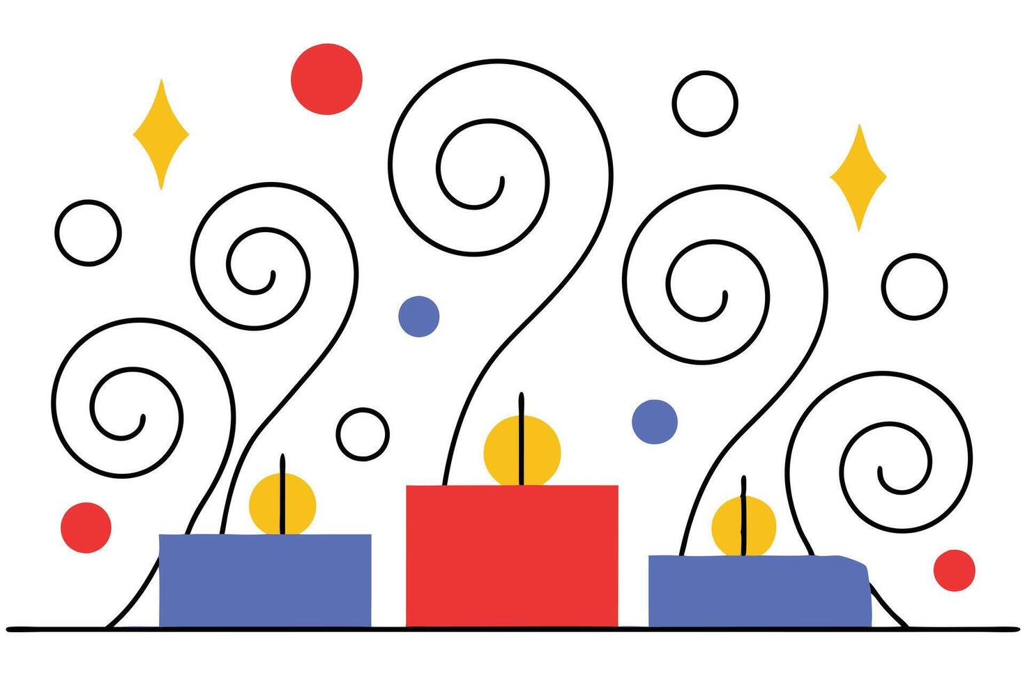 Abstract Swirls, Candles, Colorful Dots, Festive Design, Celebration vector