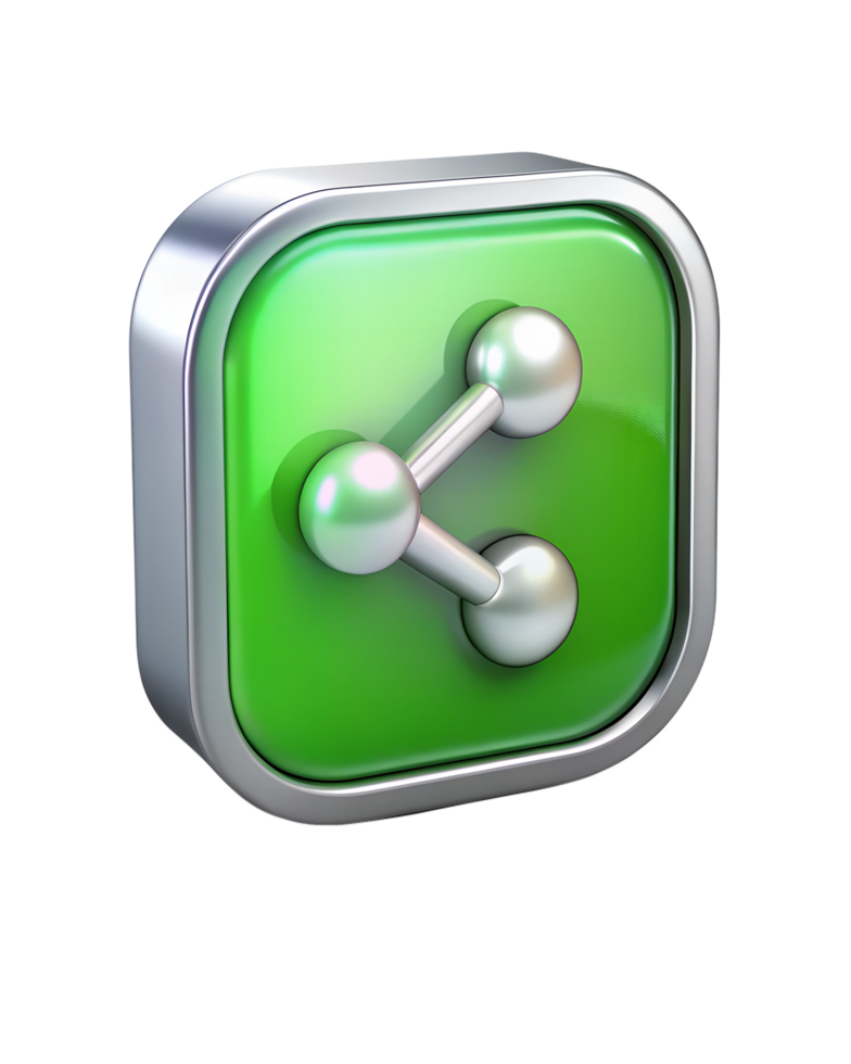 a green button with two silver spheres on it png