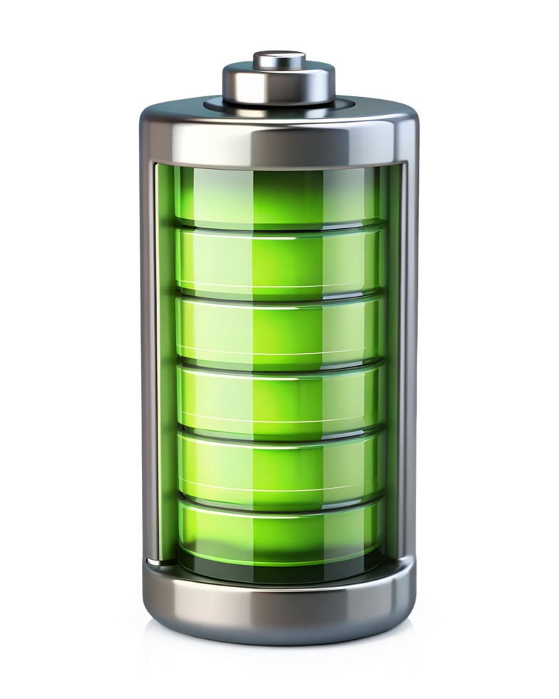 a battery with green light on a transparent background png