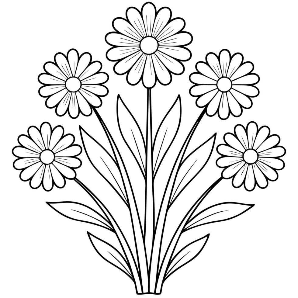 Artistic Black and White Flower Silhouette Patterns. vector