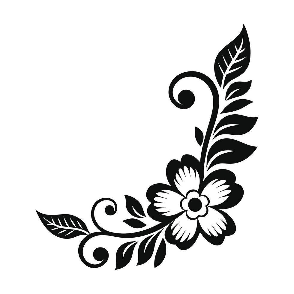 Botanical Black and White Silhouette Florals Patterns. vector