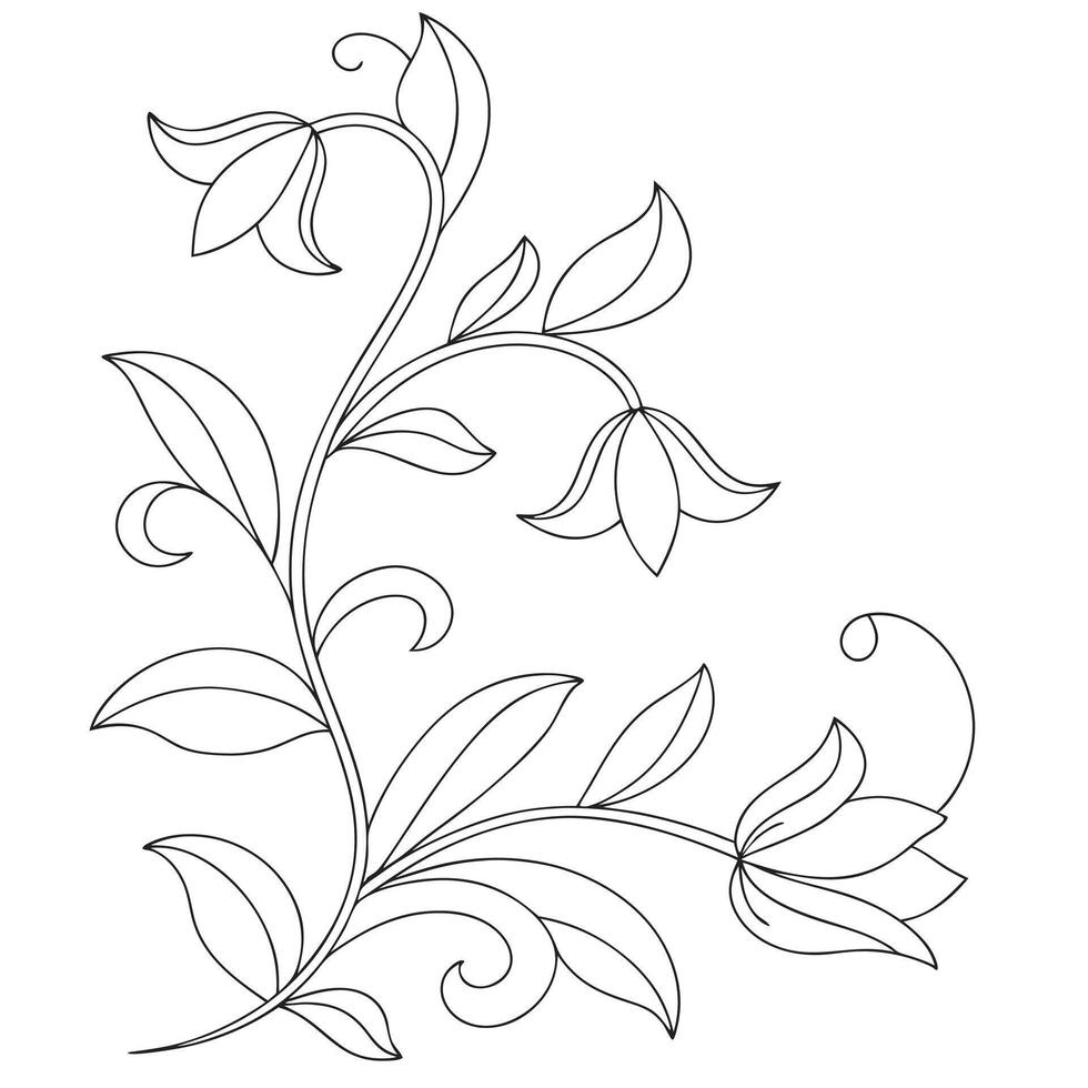 Black and White Flower Silhouette Patterns. vector