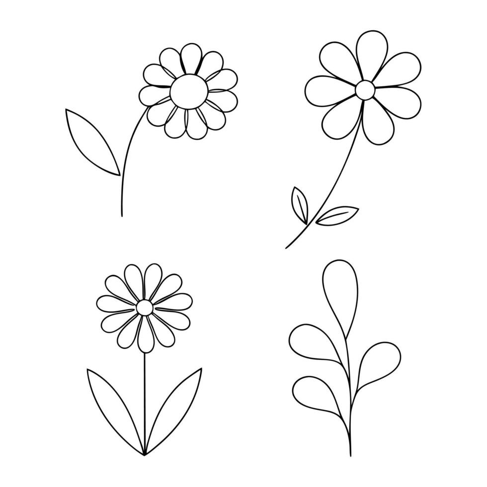 Artistic Black and White Flower Silhouette Patterns vector