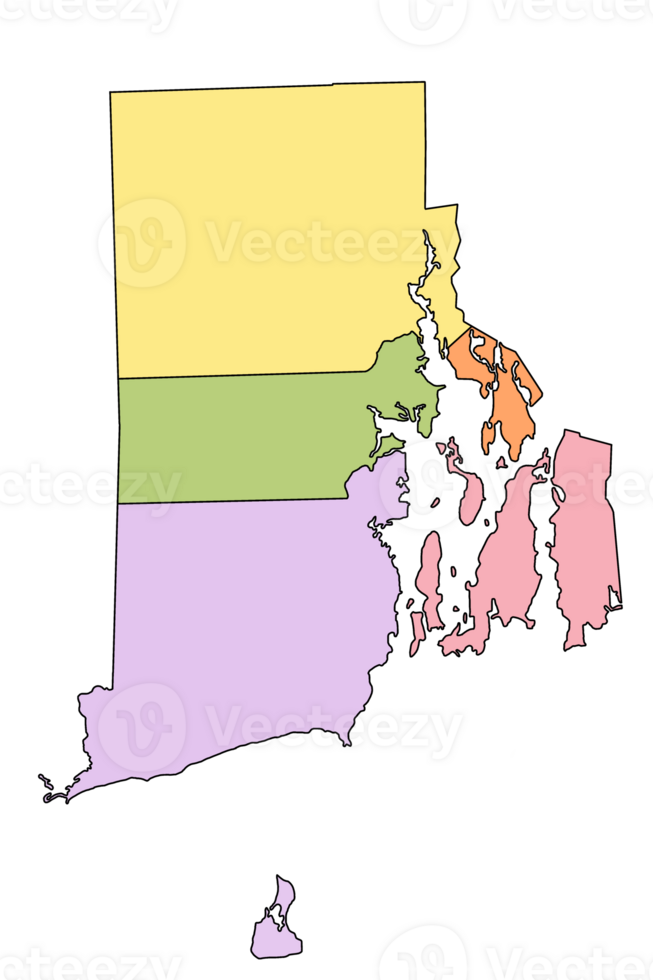 Rhode Island map with separate counties png