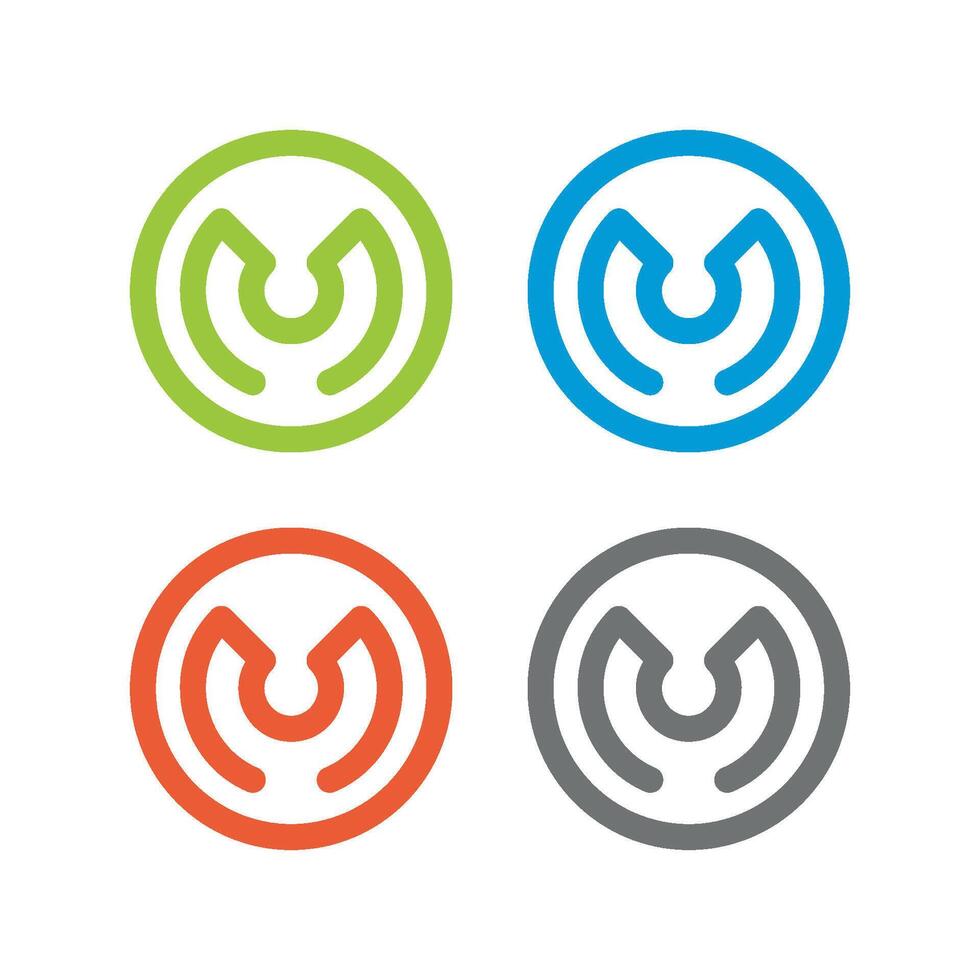 Set Circle M Letter Logo Template Illustration Design. EPS 10. vector