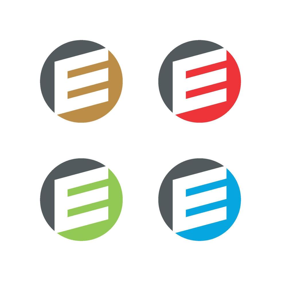 Set E Letter Circle Logo Template Illustration Design. EPS 10. vector
