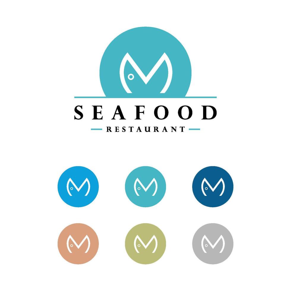 Circle M Letter Fish Logo Template Illustration Design. EPS 10. vector