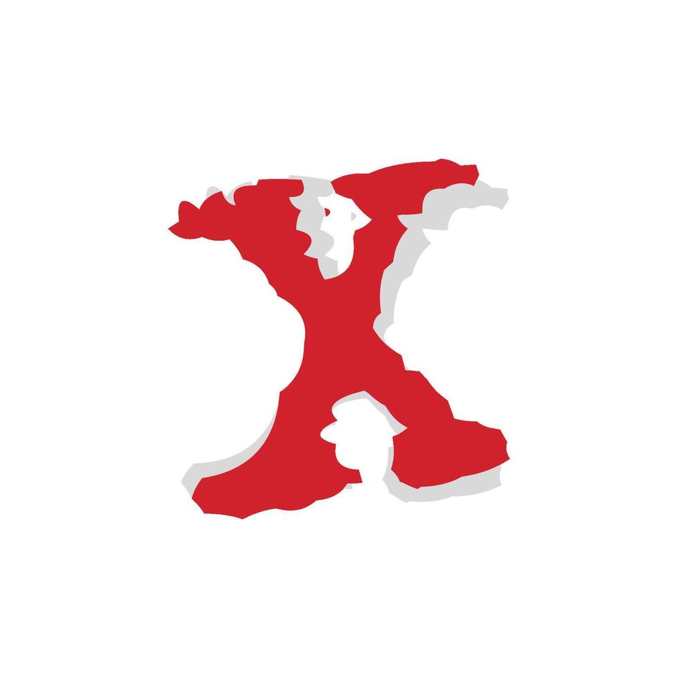 Grunge Red X Letter Logo Template Illustration Design. EPS 10. vector