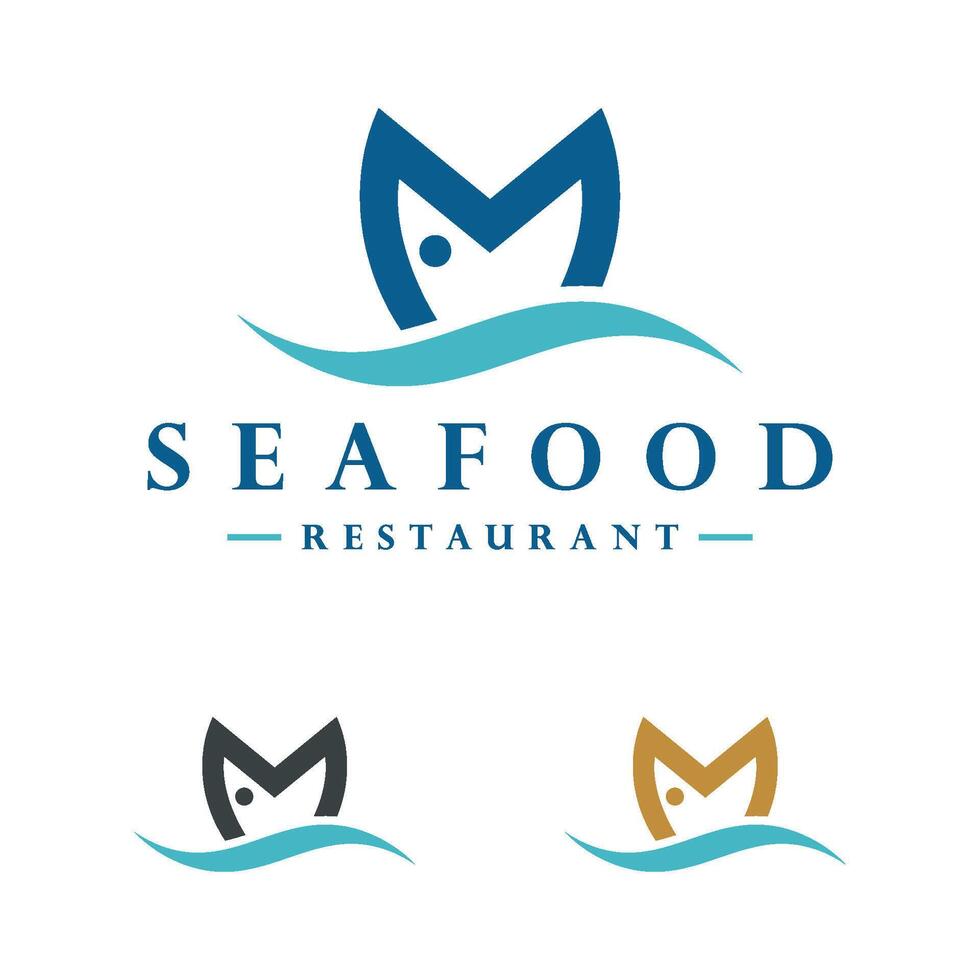 Swoosh M Letter Fish Logo Template Illustration Design. EPS 10. vector