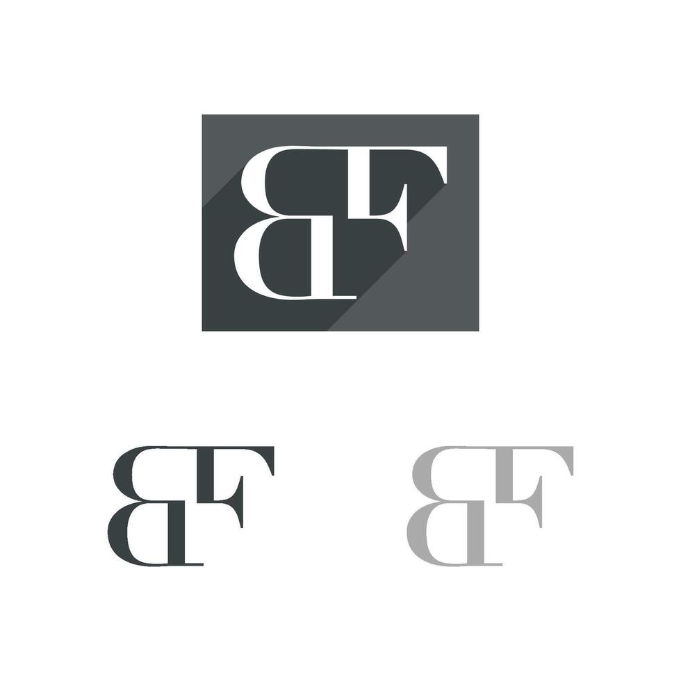B F or F B Letter Shadow Logo Template Illustration Design. vector