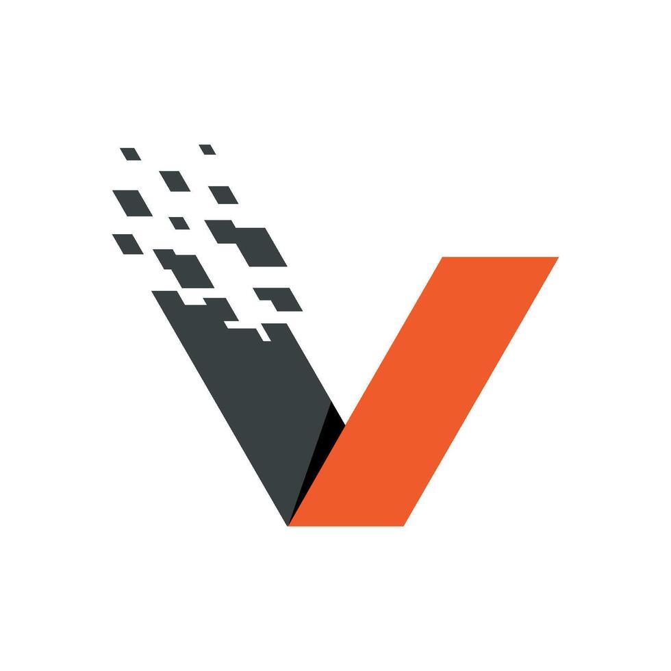 Pixel V Letter Logo Template Illustration Design. EPS 10. vector