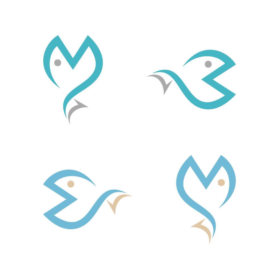 set abstract Blue Fish Logo Template Illustration Design. EPS 10. vector