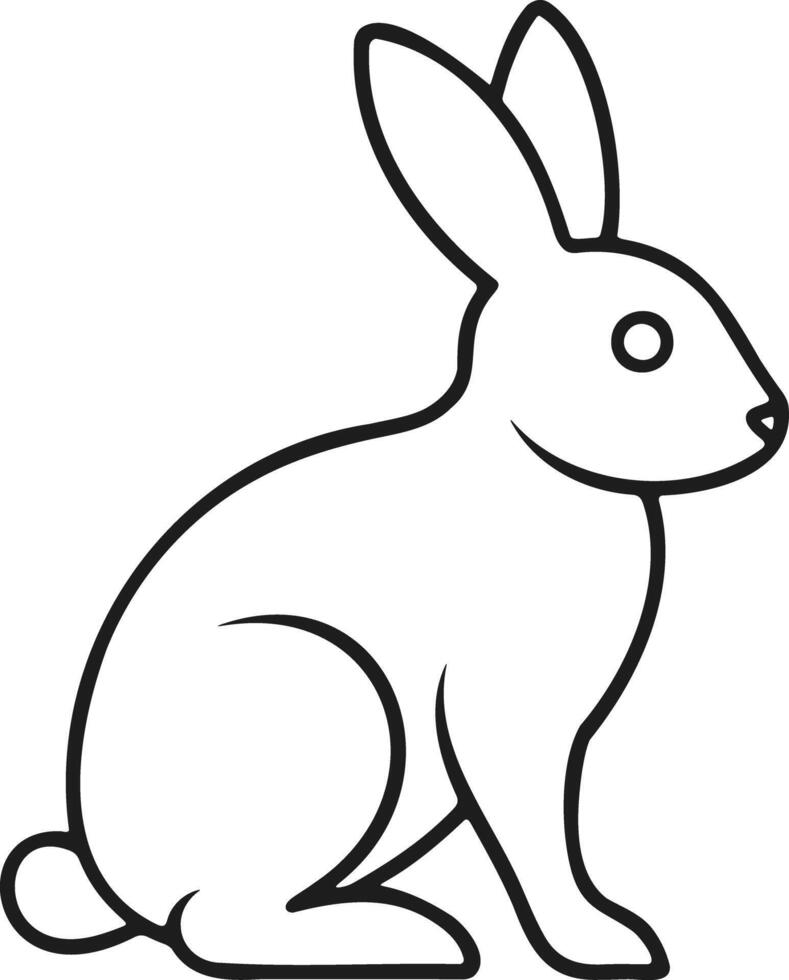 Simple Line Art Illustration of a Sitting Rabbit vector