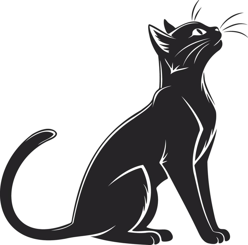 A sleek, black cat silhouette, presented in profile view, with a focus on posture and form. vector