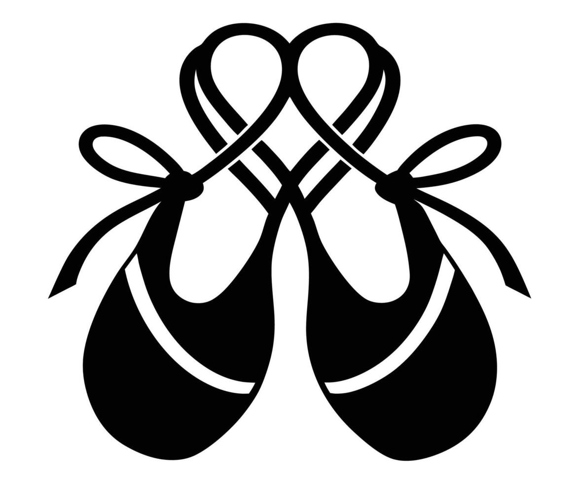 Black ballet shoes with ribbon on a white background vector