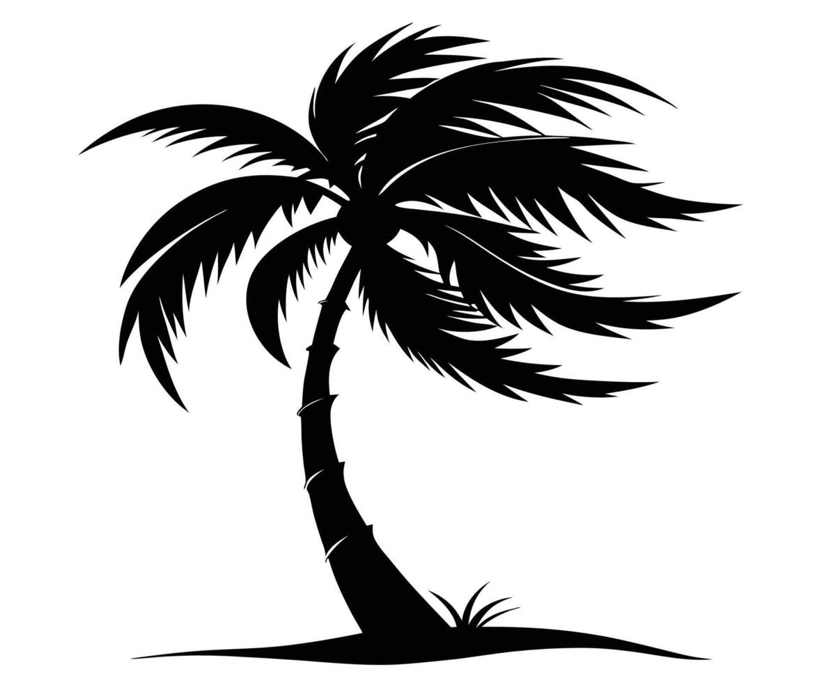 Palm tree silhouette on white background vector