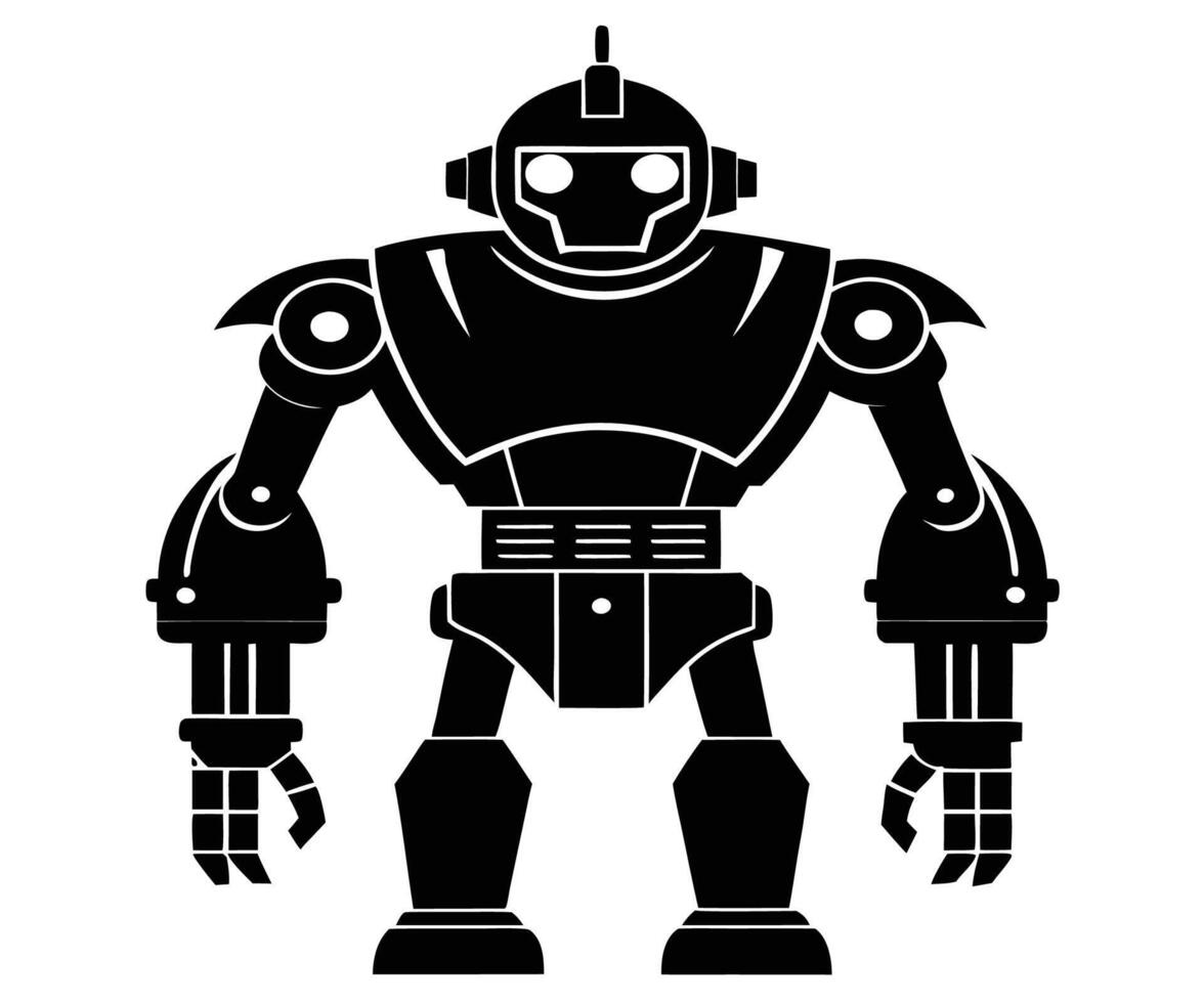 A robot in black and white on a white background vector