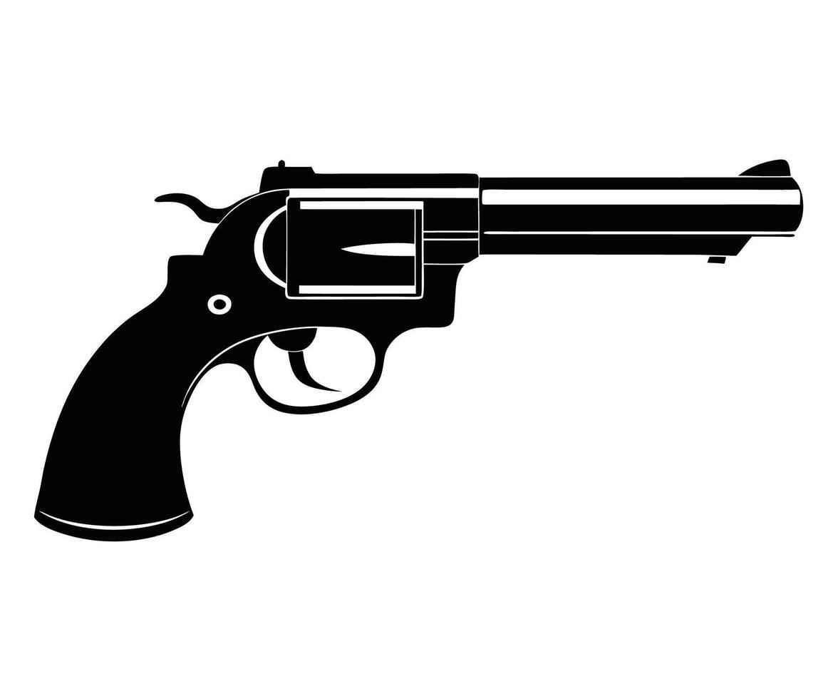 A revolver is shown in black and white on a white background vector