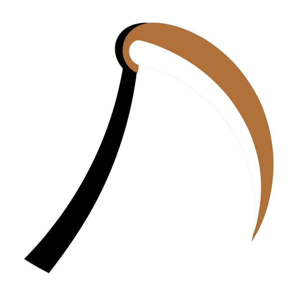 A black and brown scythe with a long handle vector
