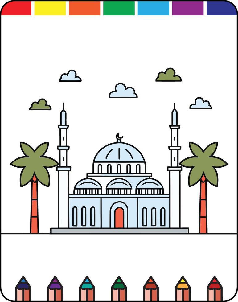 Colorful mosque icon vector