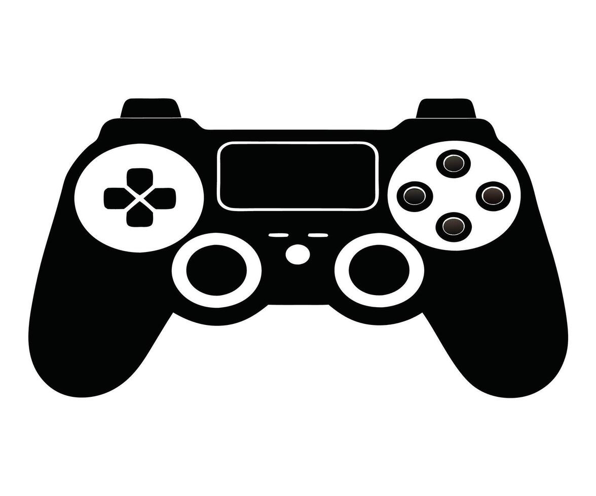 A black and white game controller icon vector