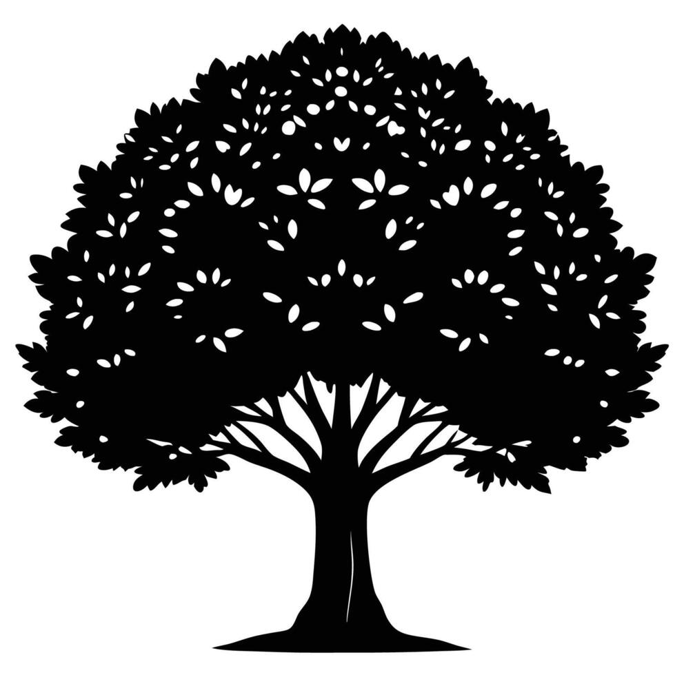 A black and white silhouette of a tree vector
