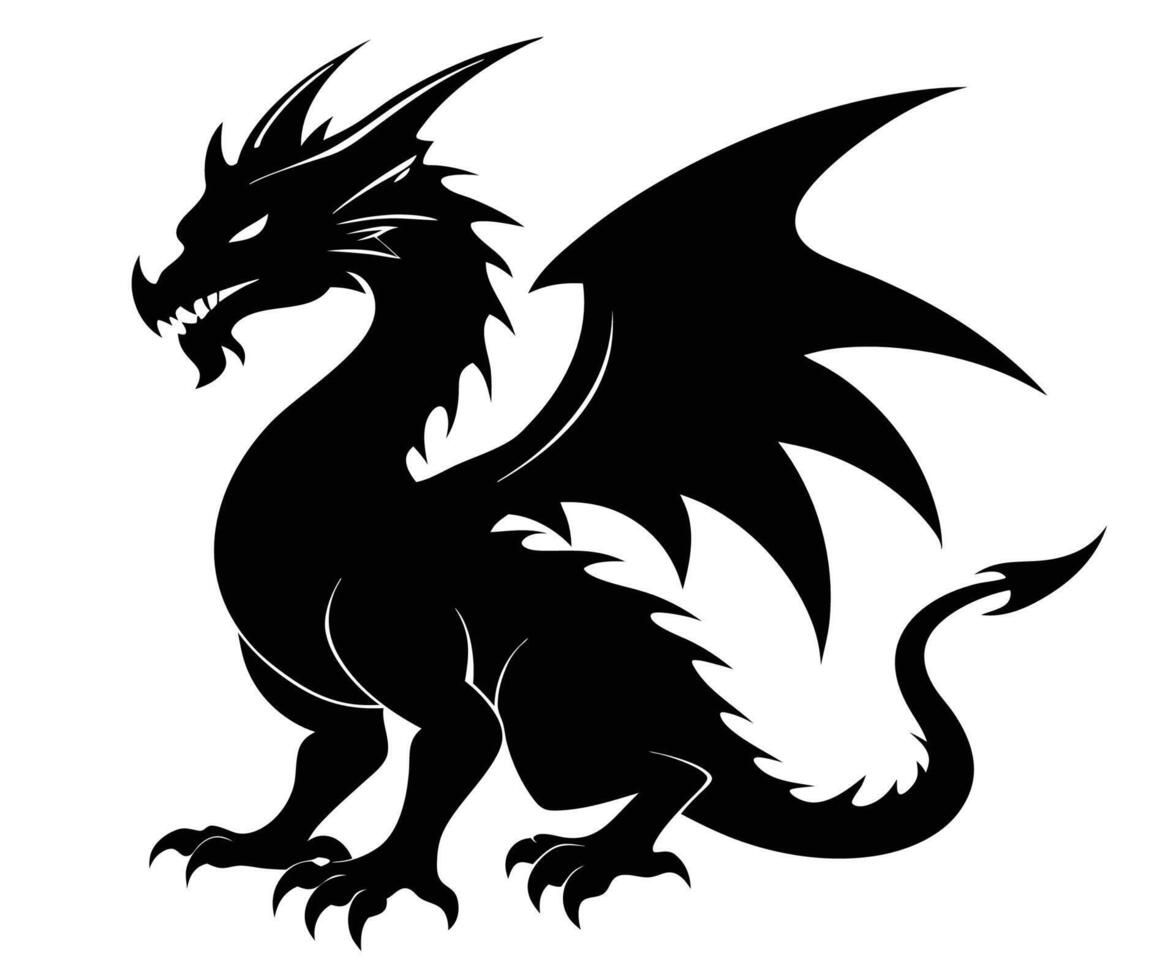 A black dragon silhouette on a white background vector