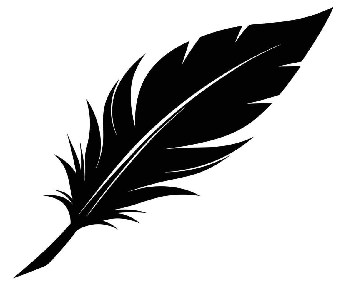 A black feather on a white background vector