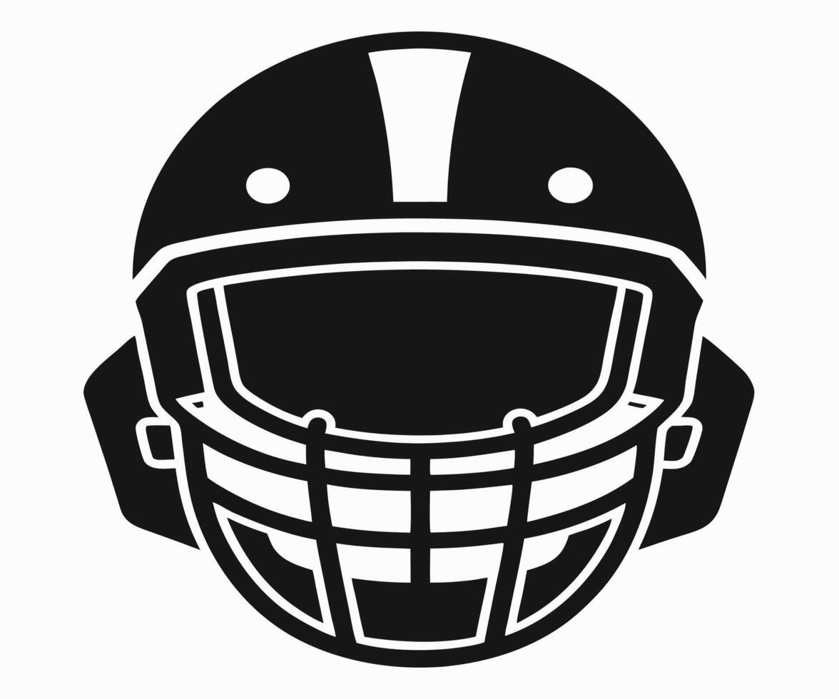 A black and white illustration of a football helmet vector