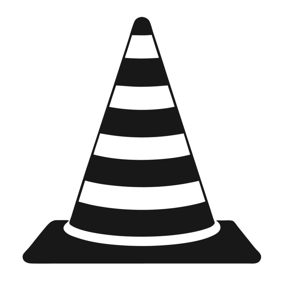 A traffic cone icon in black and white vector