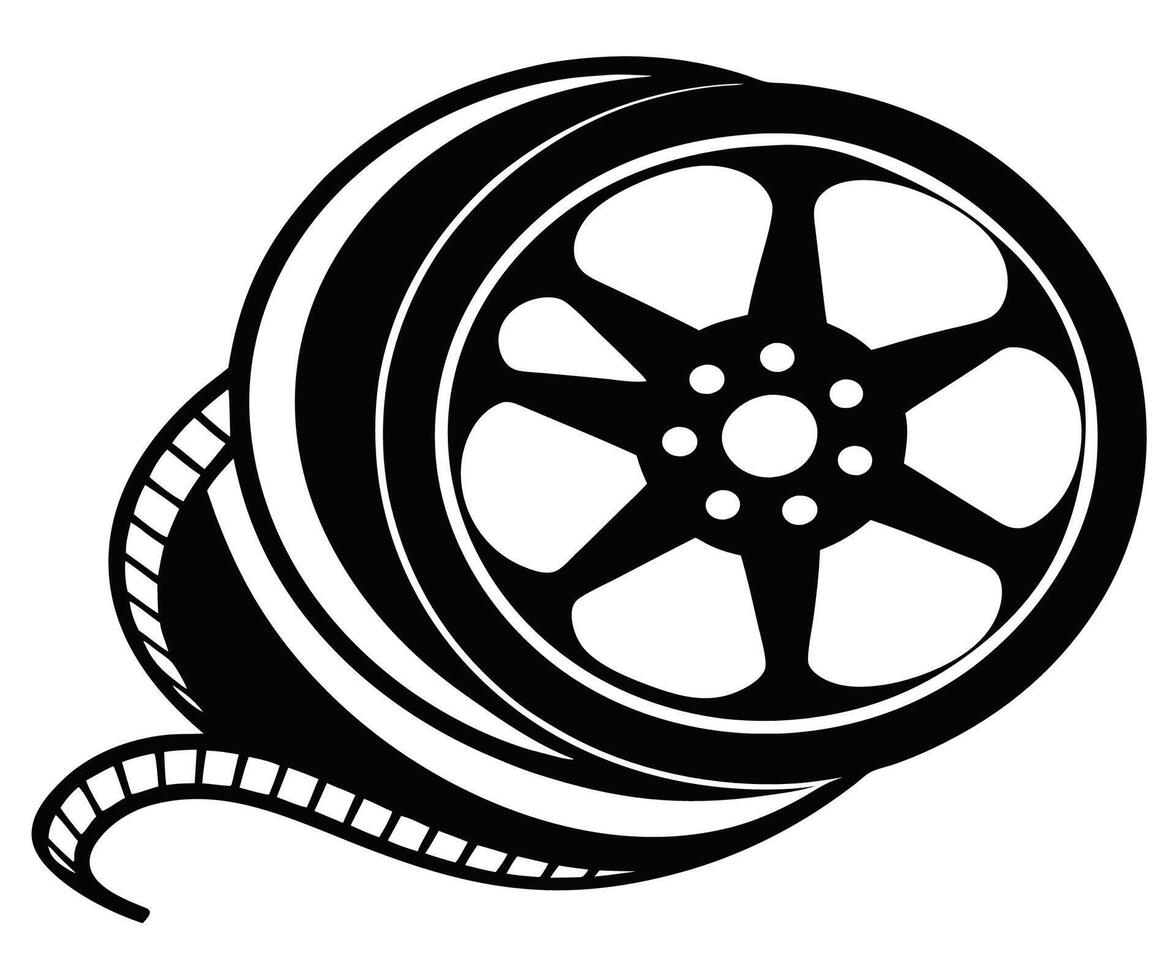 A film reel and a wheel with a film reel vector