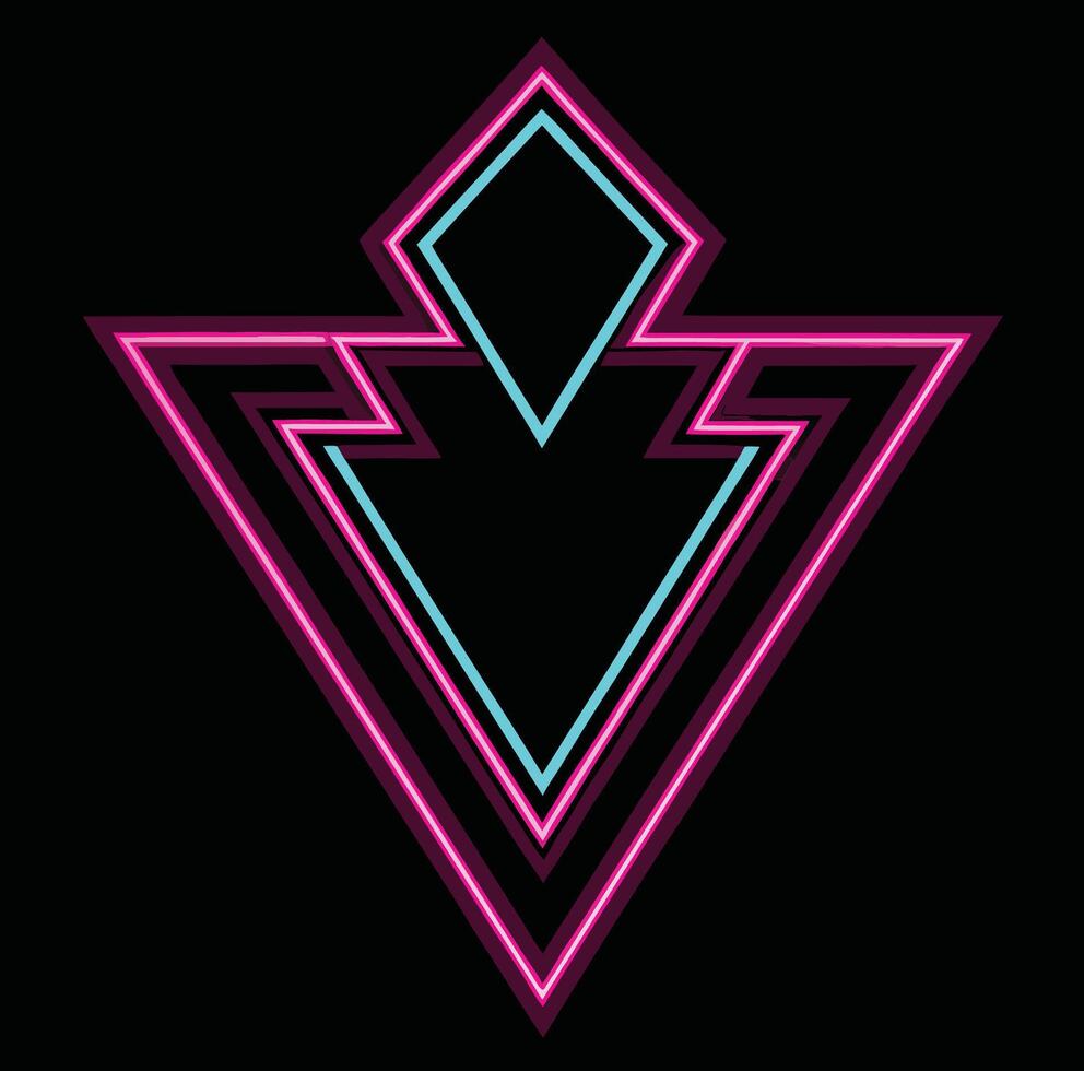Neon arrow logo with a triangle shape vector
