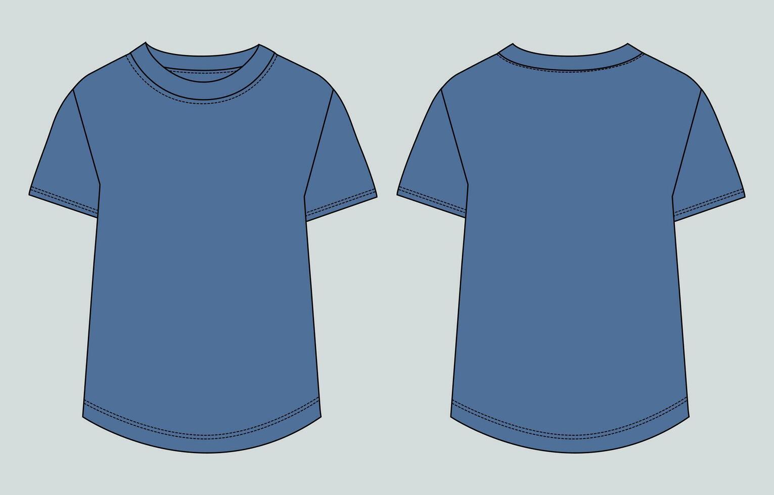 Short sleeve blue color t shirt front and back for ladies vector