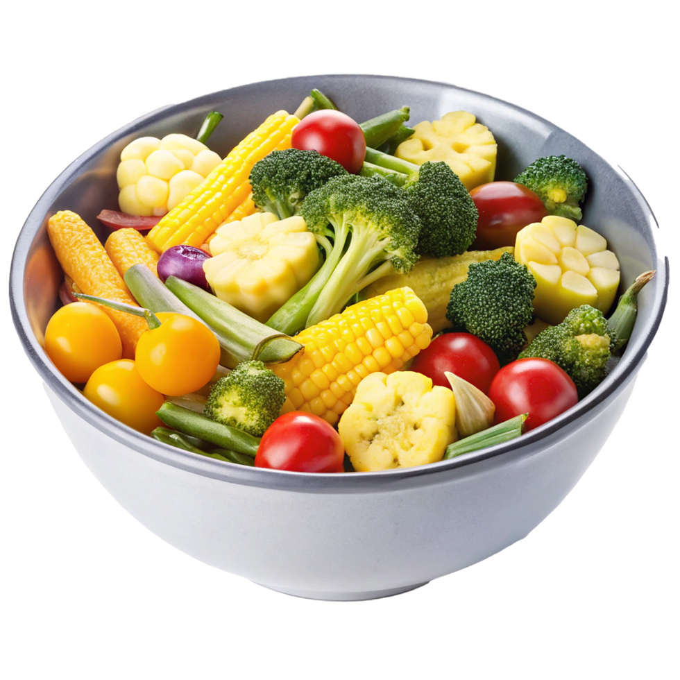 A Colorful Bowl of Freshly Steamed Vegetables Ready to Eat png